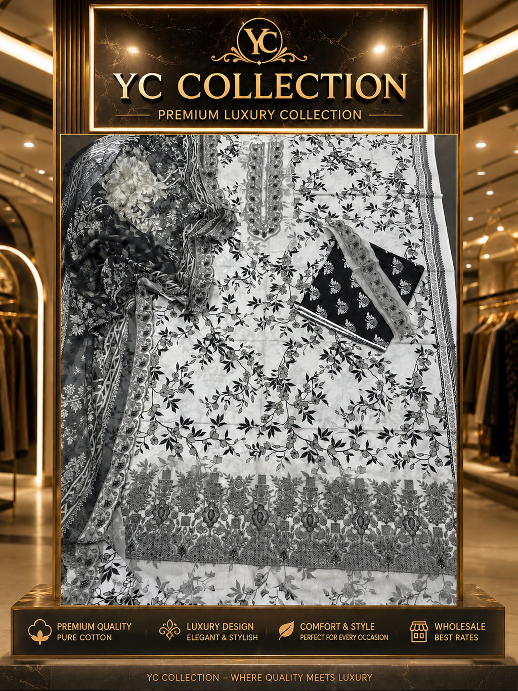 YC Yousuf Cloth New Lawn Collection 2026 – 3 Piece Fancy Party Wear