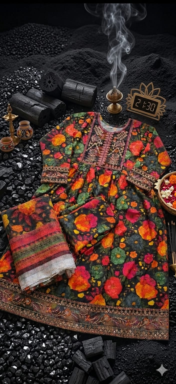 Premium Floral Printed 3 Piece Unstitched Suit for Women