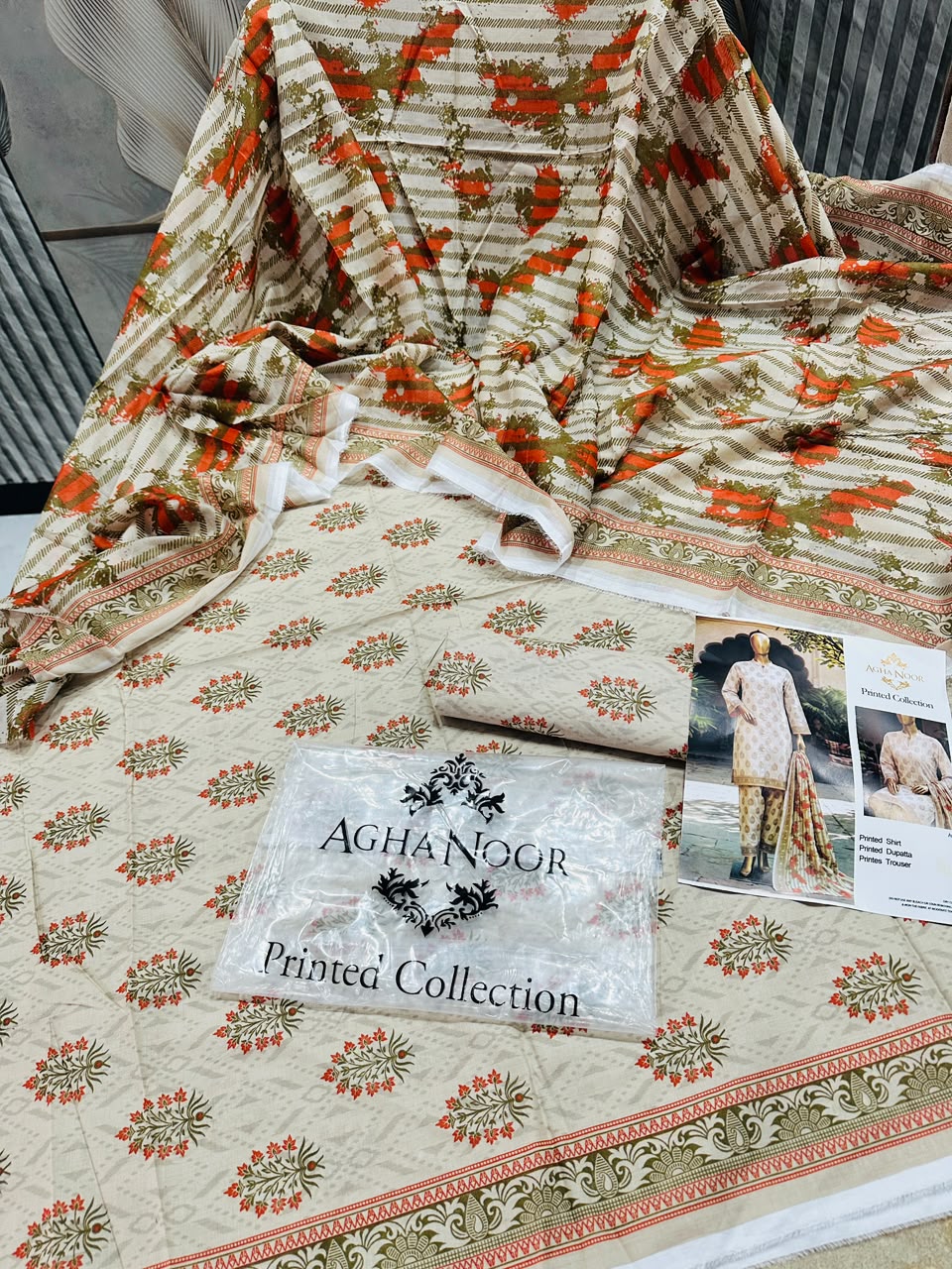 Agha Noor Spring Prints 3Pc Lawn Suit — YC Collection (Original Meko Textile)