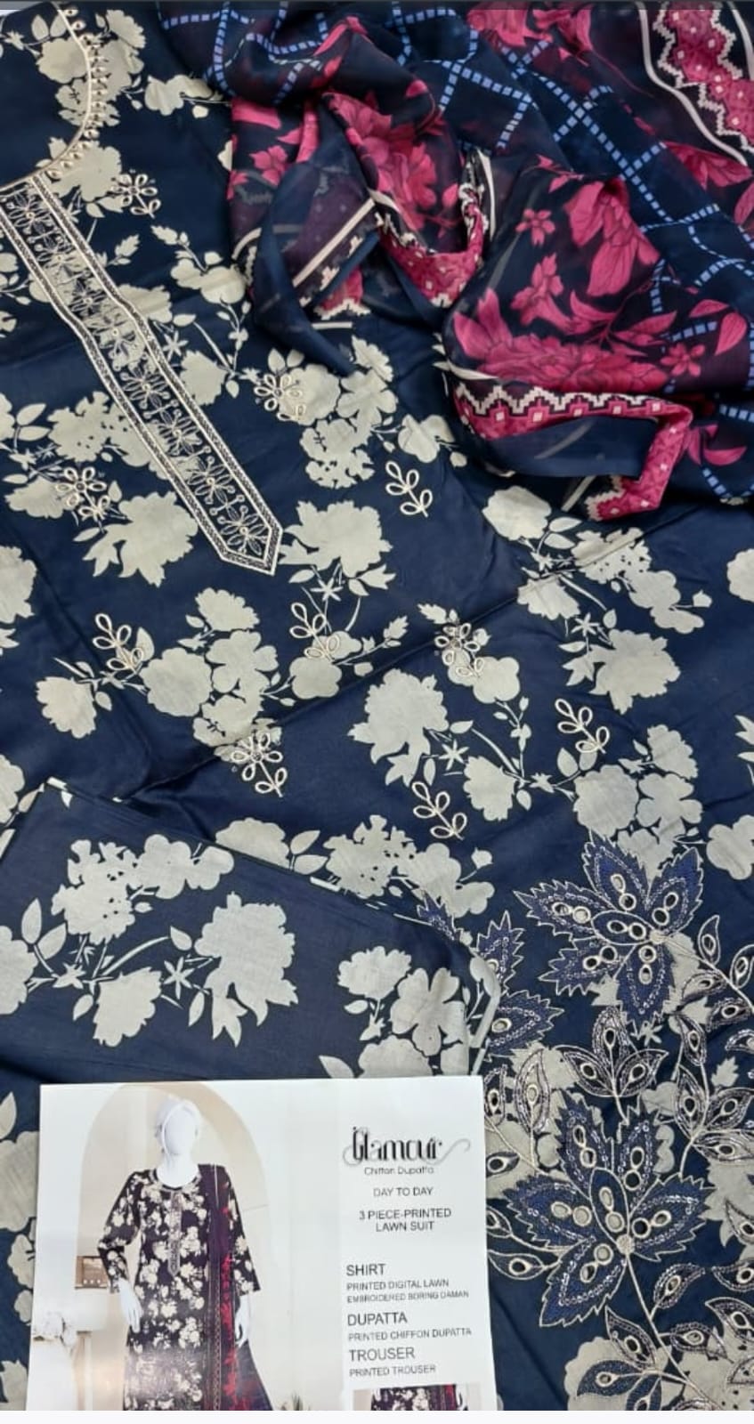 Glamour 3 Piece Printed Lawn Suit – Elegant Summer Design | YC Collection