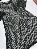 Black & White Zigzag Printed 3 Piece Suit | YC Collection