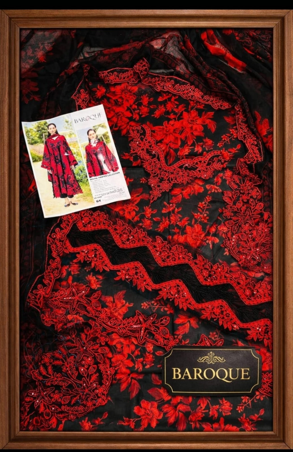Premium Digital Printed 3 Piece Unstitched Suit with Heavy Embroidered Patches & Applique Lace